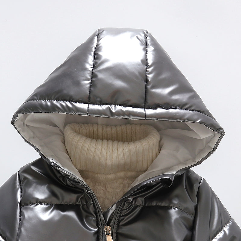 Toddler Boy Girl Trendy Metallic Waterproof Windproof Hooded Coat