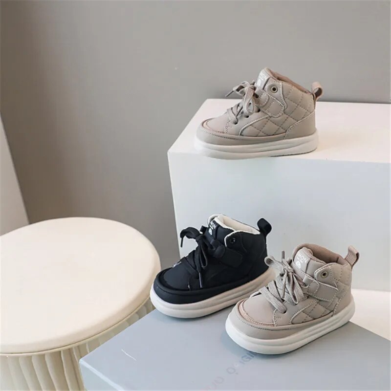 Autumn Baby Shoes Leather Toddler Boys Girls Sneakers High-help Outdoor Tennis Breathable Little Kids Sneakers