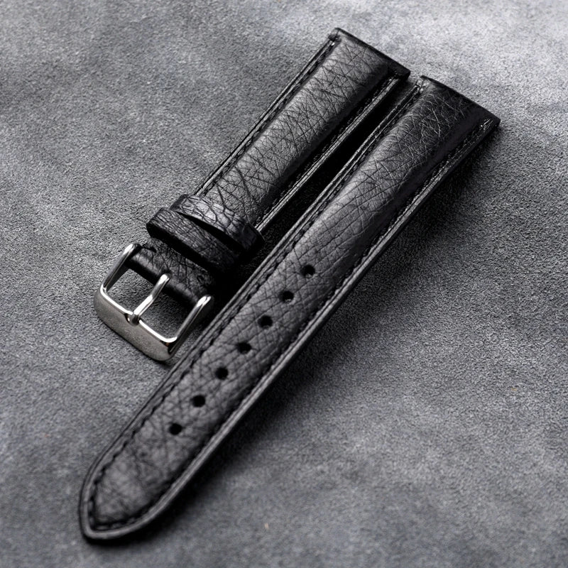 Handmade South African Ostrich Leather Watchband Vintage Men's High Grade Genuine Leather Strap