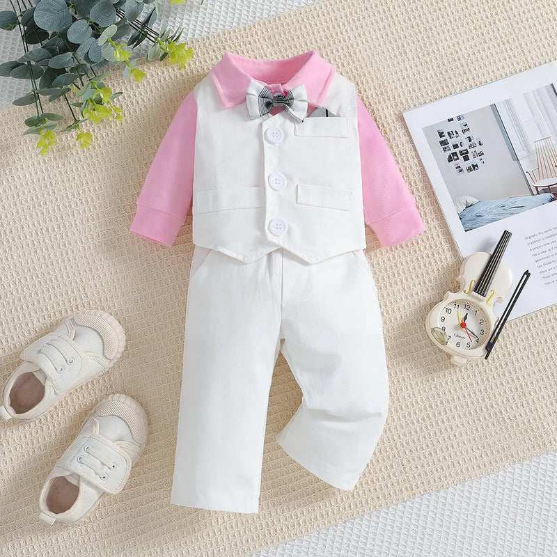 Newborn Boy Clothes Gentleman Vest Bodysuit Pants Baby Boutique Clothing Birthday Outfit