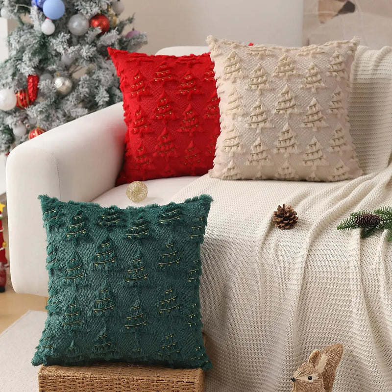 Red Christmas Decorative Pillow Covers Soft Plush Throw Pillows Pillowcases for Couch Sofa Holiday