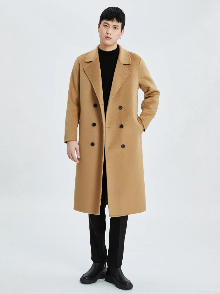 Men Coat Wool Winter Thickened Outerwear Coat Double Breasted Trench Coat