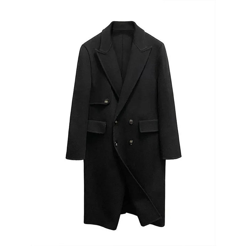 Autumn Winter Men's Woolen Coat New Double-sided Suit Business Casual Cashmere