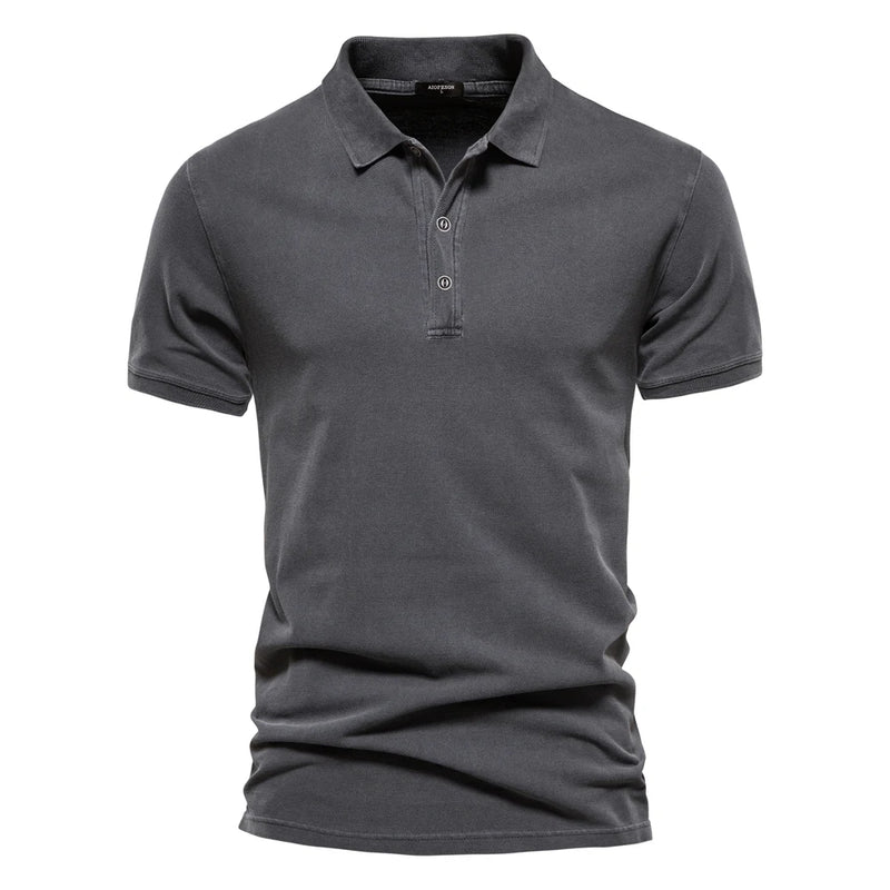 Cotton Solid Men's Polo Shirts Casual Short Sleeve Turndown Men's Shirts Fashion Streetwear Polos for Men