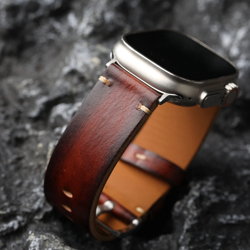 Handmade Genuine Leather Strap For iwatch Apple Watch Head Layer Thickened Bracelet 49MM 45MM 44MM Ultra2