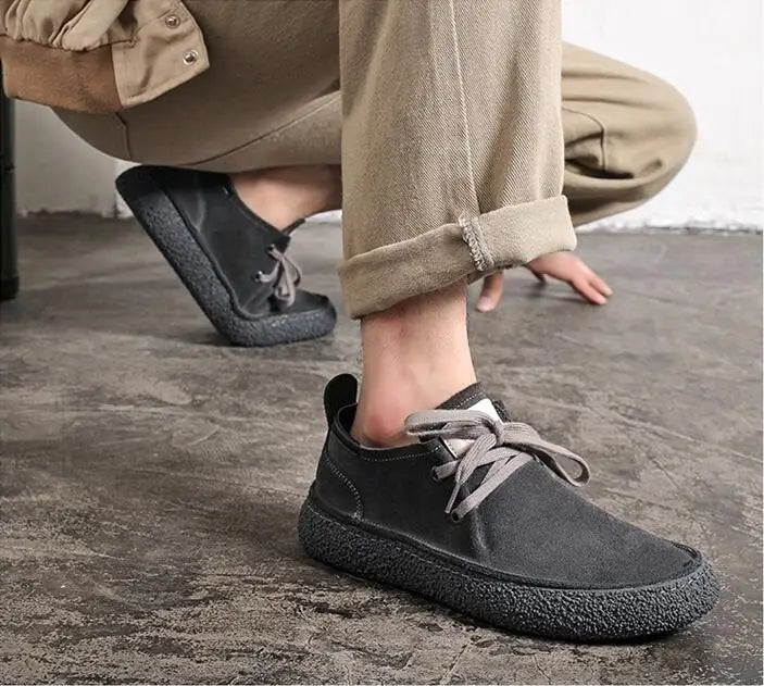 Men's Leather Casual Shoes Lace-up Men Light Comfortable Flats Mens Outdoor Oxfords Shoe