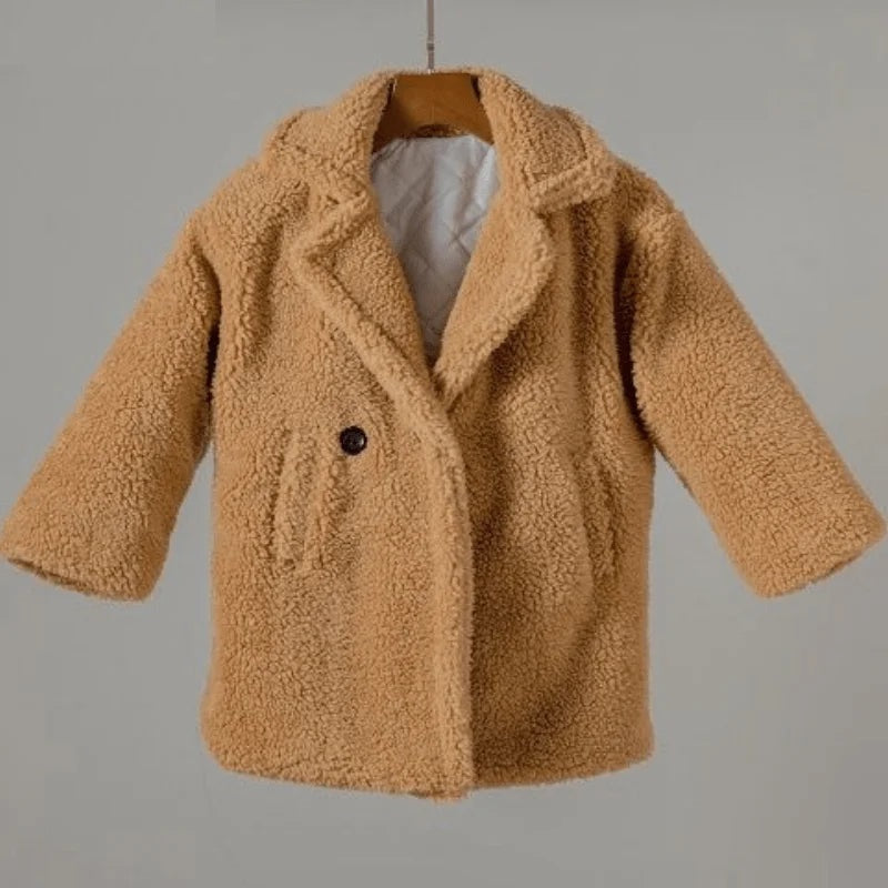 Baby Girl Winter Jacket Fur Thick Child Warm Sheep Like Coat Long Loose Baby Outwear Clothes