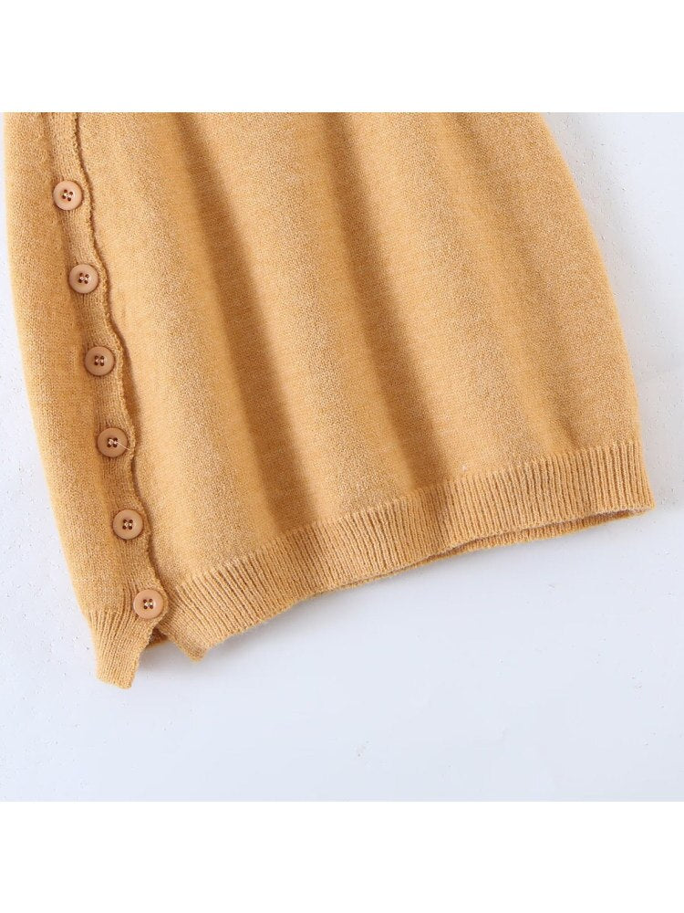 Sweet Women Khaki Sexy Button Knitted Skirt Summer Ladies Spice Female Slim Solid Skirt Bottoms