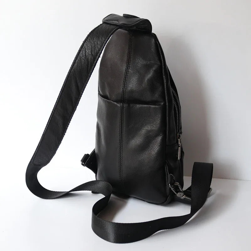 Leather Chest Bag Messenger Bag Men's Backpack Top Layer Leather