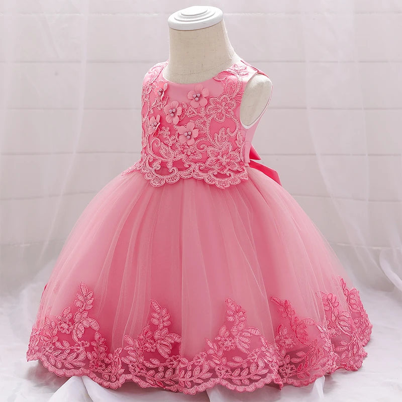 Summer Ceremony First Birthday Dress For Baby Girl Clothes Flower Baptism Princess Dress