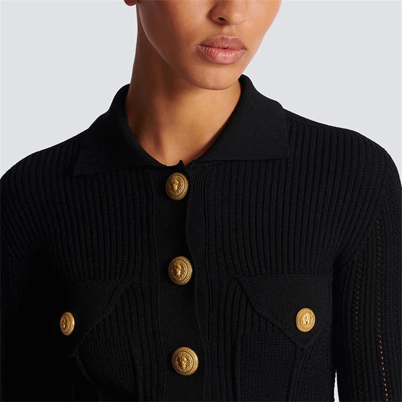 spring women's round neck single-breasted jacquard knitted cardigan casual knitted jacket