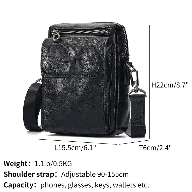 Men's Genuine Leather Shoulder Bag Messenger Pack Handbag Crossbody Bag Man Purse Sling Satchel Bag for Business Travel