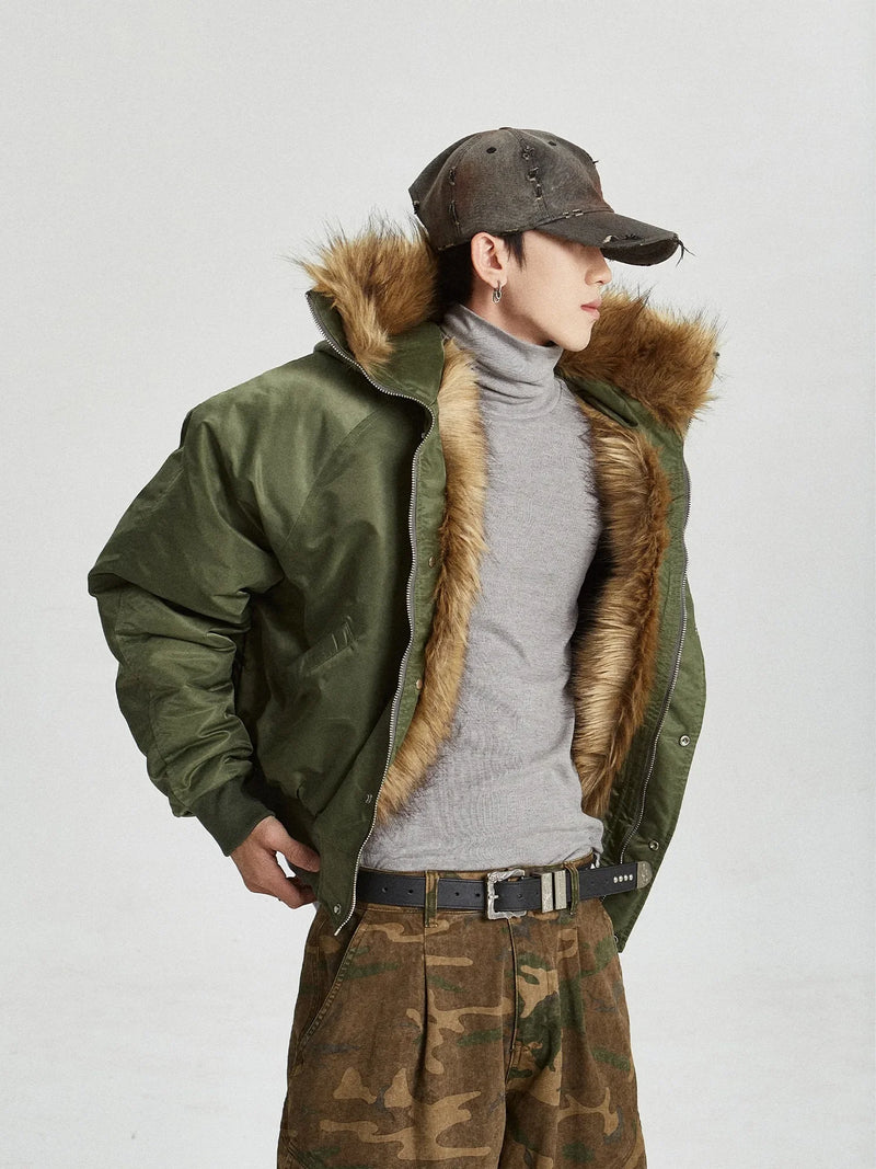 Fur Collar Hooded Cotton Coat Clean Fit Puffer Jacket Luxury Men Winter Jacket