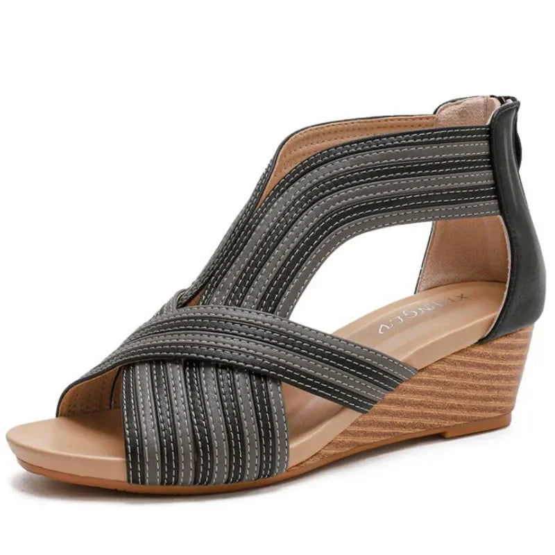 Wedge heel platform sandals women summer heel zipper Roman shoes casual women sandals