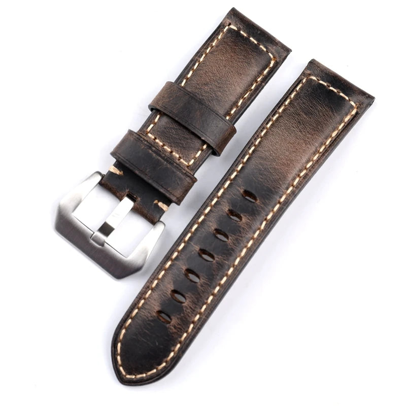 Handmade Leather Watchband 20 22 24MM Top Layer Italian Old Style Bracelet Suitable For Antique Straps