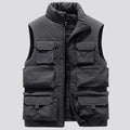 Men Winter Sleeveless Jacket Waistcoat Thick Warm Fleece Workear Cargo Vest Windbreaker Fashion Many Pocket Coat Men