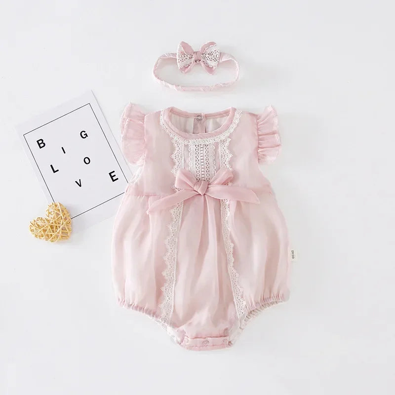 Summer Baby Girl Sleeveless Lace Rompers Kids Baby Girl Jumpsuit Kids Baby Girl