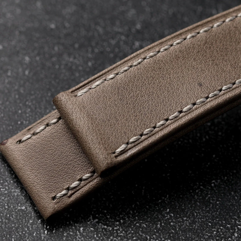 Handmade Ultra-thin Genuine Leather Strap 18 19 20 21MM Soft Light Gray Suitable for Antique Watch Bracelet Men Head Layer