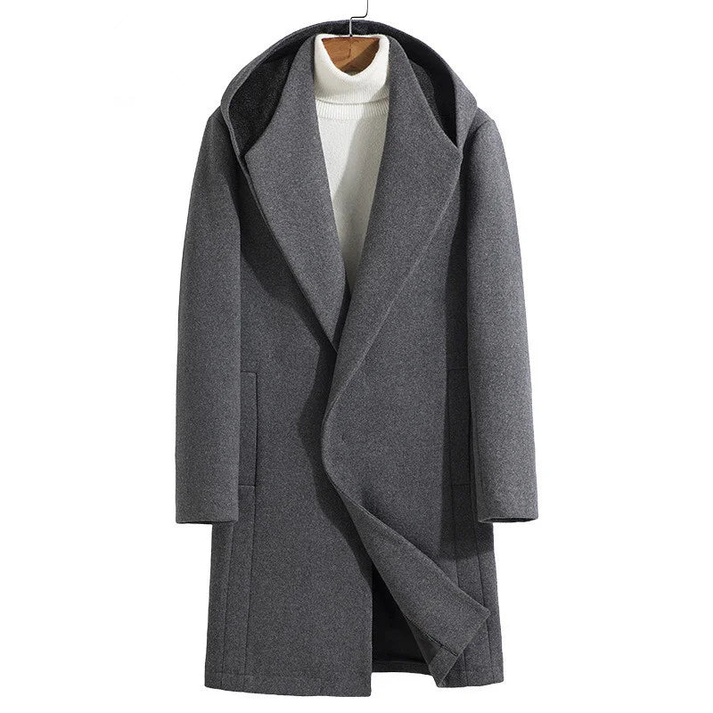 Winter wool Hooded trench coat men Casual jackets