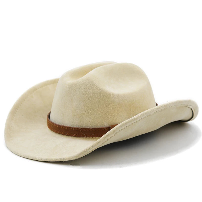 Natural Panama Soft Shaped Suede west Hat Summer Brim Beach Sun Cap Fedora Hat