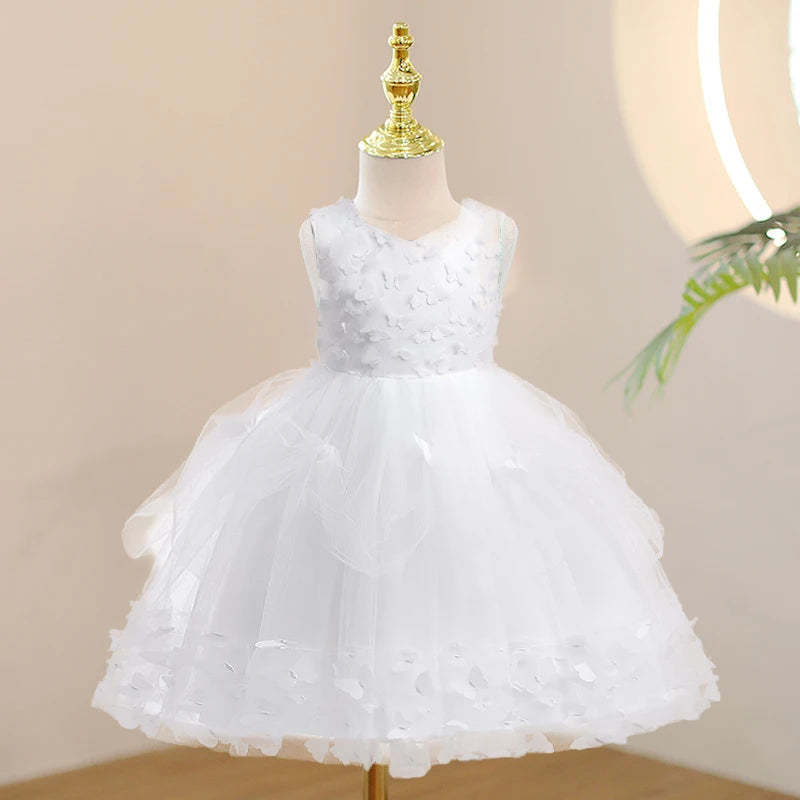 Flower Girl Wedding Dress Kids Pink Birthday Party Princess Clothes Baby Evening Gala Costume Summer Tutu Gown Formal