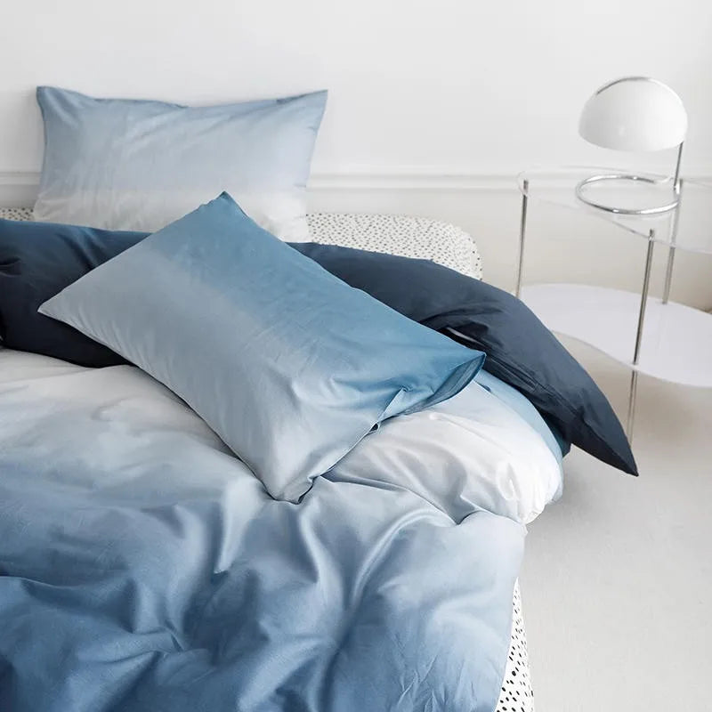 Gradient Gray Blue Duvet Cover set Soft Cover Bedding Set Bed Sheet Pillowcases