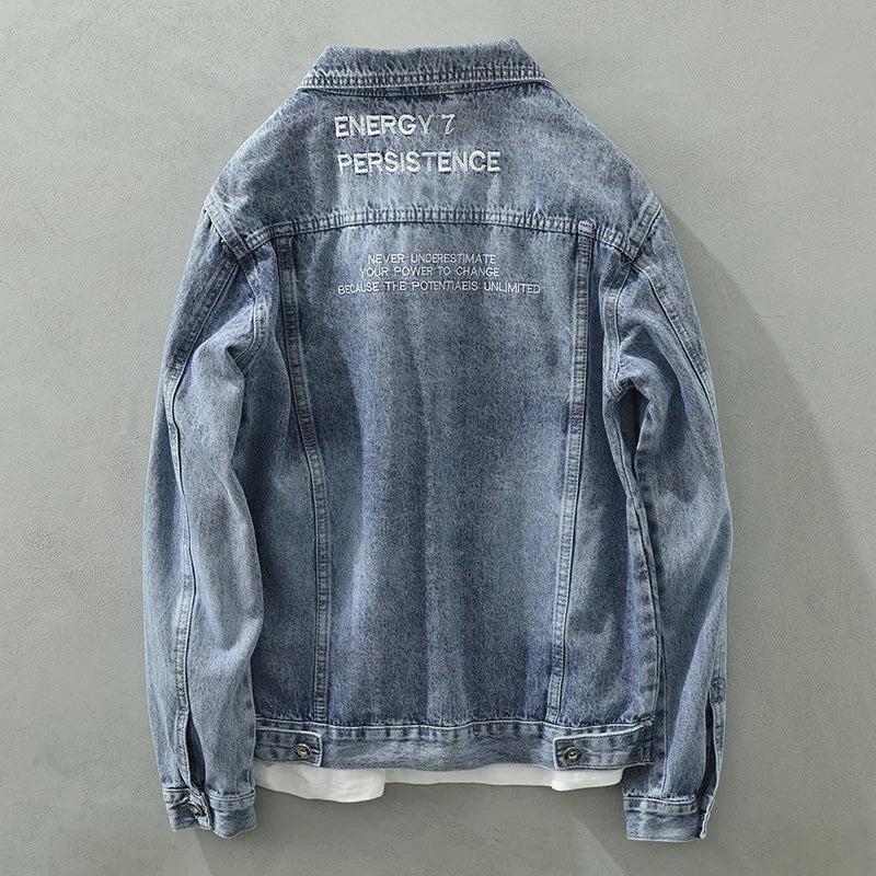 Spring Autumn Men Retro Denim Jackets Long Sleeve Hip Hop Streetwear Single Breasted