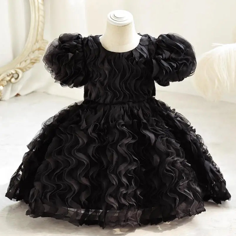 Princess Gown Bow Mesh Design Infant Birthday Baptism Easter Party Girls Dresses