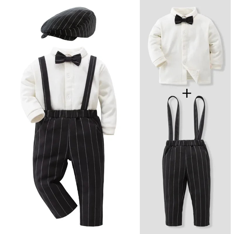 Winter Men Gentleman Suit Baby Padded Suit Children Clothing Set