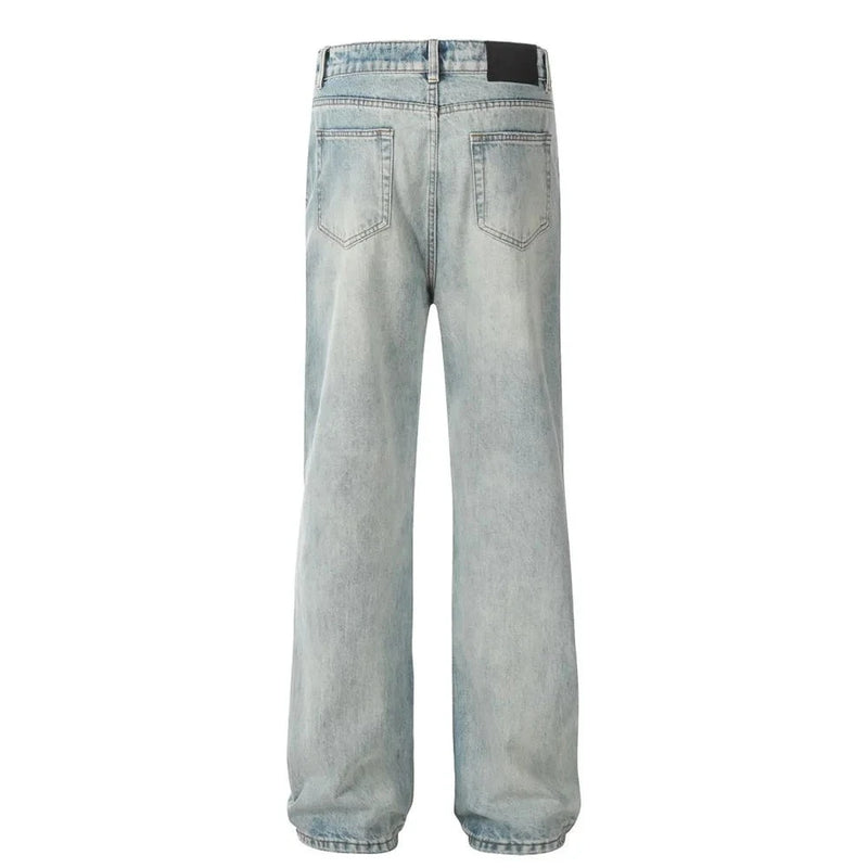 Distressed Blue Jeans Mens Ripped Summer High Street Loose Denim Pants Men Trousers