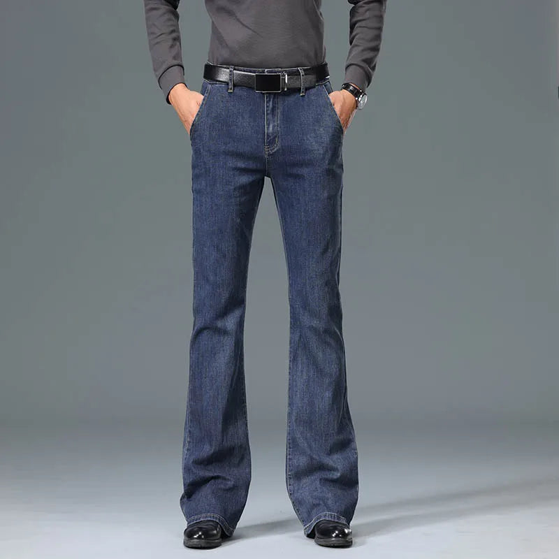 Autumn And Winter Men's Flared Jeans High-End Loose And Comfortable Casual Pants