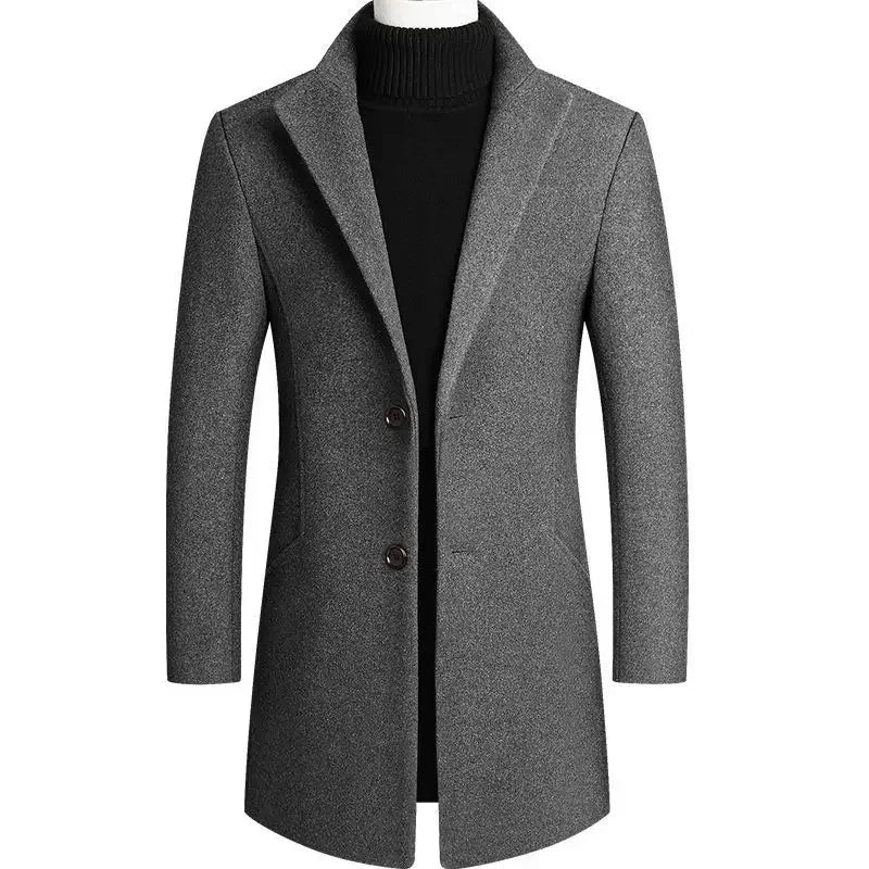 Coat Man Autumn Winter Woolen Men Blends Slim Fit Windbreaker Male Jacket