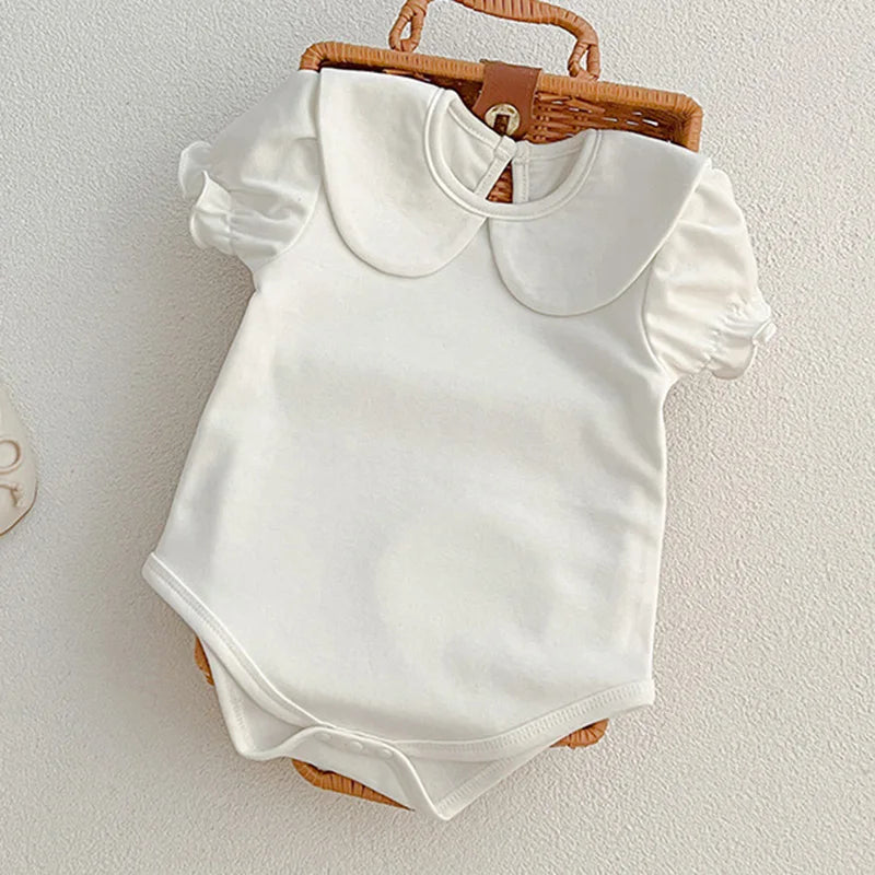 Summer Newborn Kids Baby Girls Doll Collar Rompers Infant Baby Girls Short Sleeve Rompers Clothes