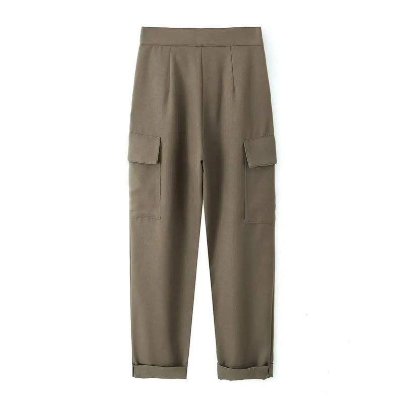 Cargo Pants For Women With Belt Autumn Trousers Pleated Casual Straight Pants