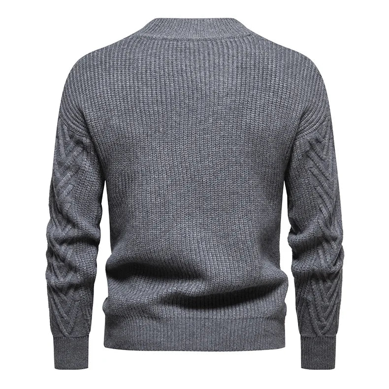 Mens Winter Sweater Lake Blue Knitted Soft Warm Pullovers for Men Autumn Casual Sweater