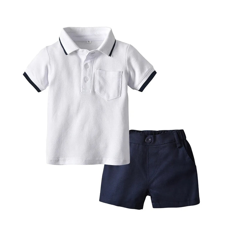 Kids Polo Shirts Boys Shorts Summer Cotton Solid Short Sleeve Top Short Pant Clothing Sets Casual  for Child Clearance Clothes