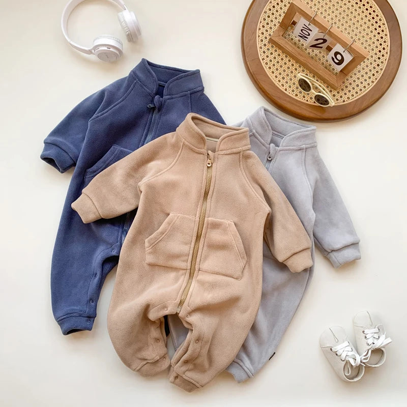 Baby Boy Clothes Girl Rompers Newborn Infant Baby Clothing Soft Warm Fleece Jumpsuit