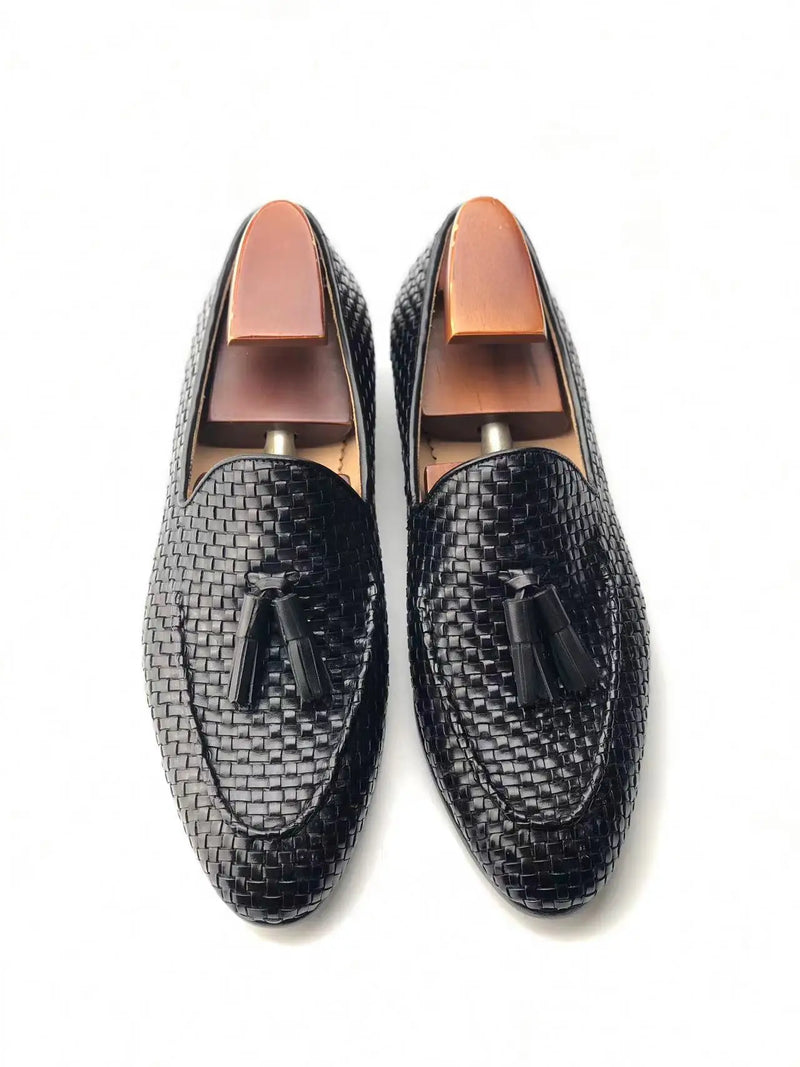 Tassel Weave Loafer Men Classic Leather Outsole Breathable Shoe