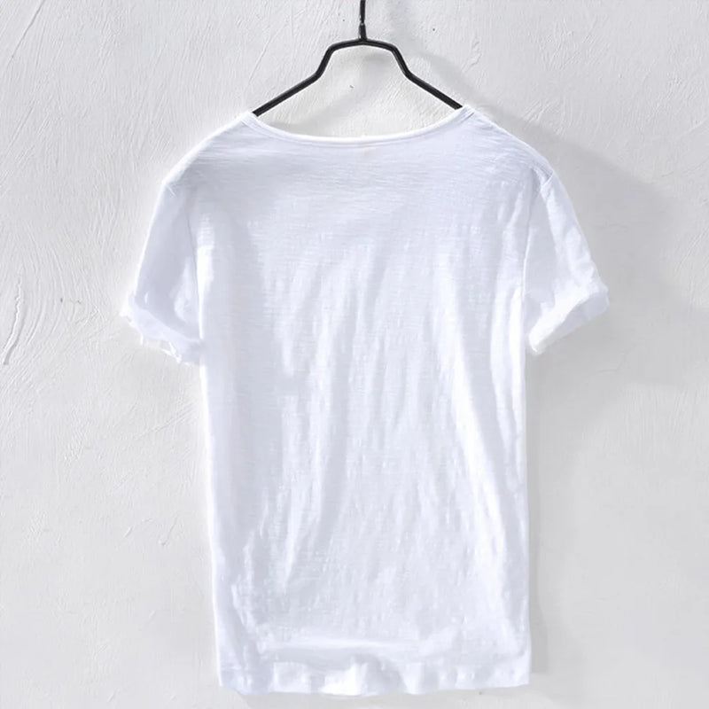 Solid V-Neck Short Sleeved Tees