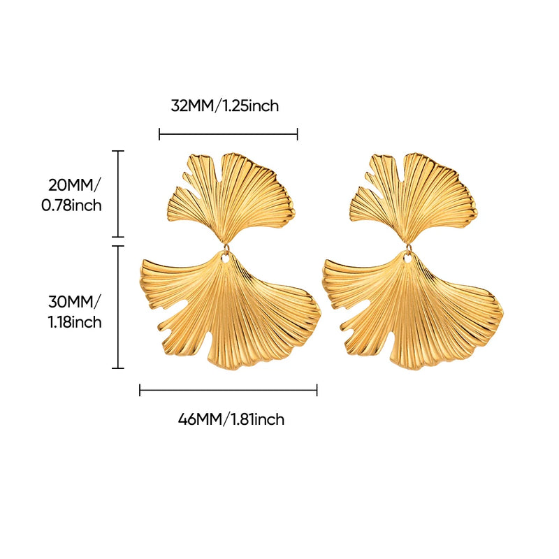 Stainless Steel Leaf Earrings For Women Stud Earring Female Fashion Wedding Ear Jewelry Gift