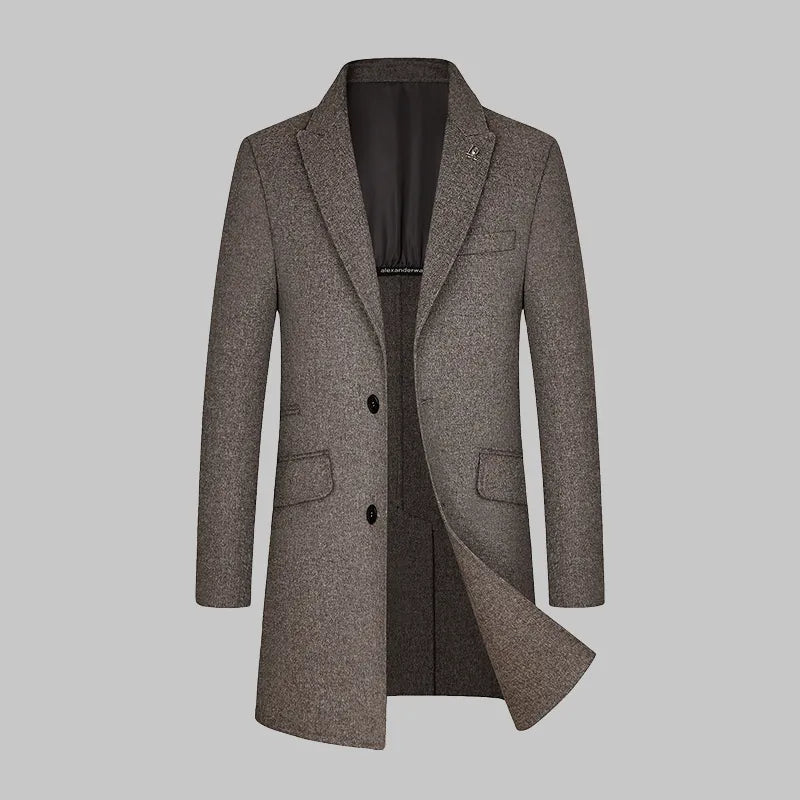 winter Men's Handsome Handmade Double-sided Wool Coat Medium Length Suit Collar Wool Coat Men's Coat