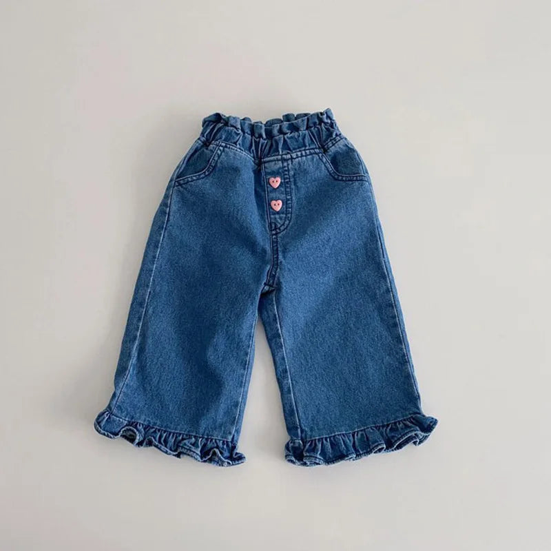 Autumn Girl Baby Casual Denim Pants Kid Cotton Loose Trousers