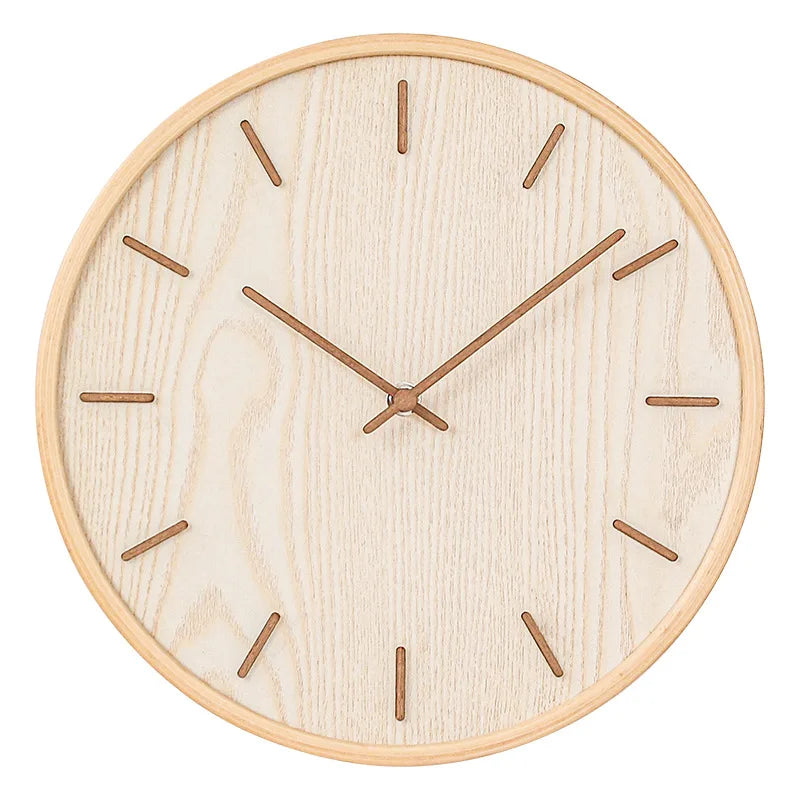 Household mute wall clock living room bedroom simple modern wall watch wooden