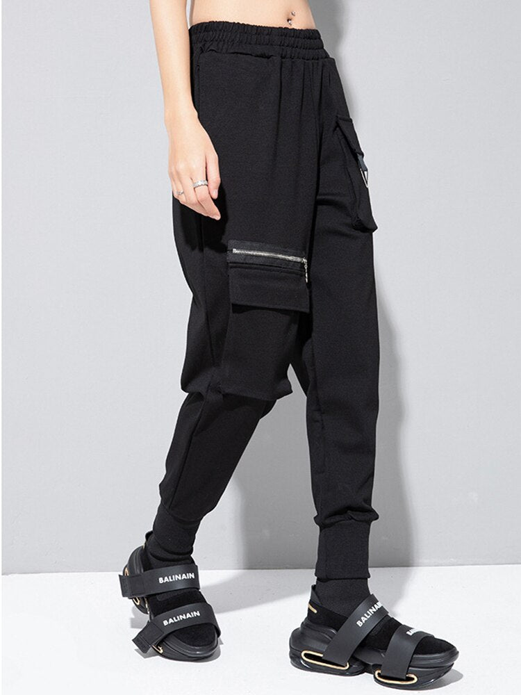 Waist Zipper Long Harem Pants New Loose Fit Trousers Women Tide Spring Autumn