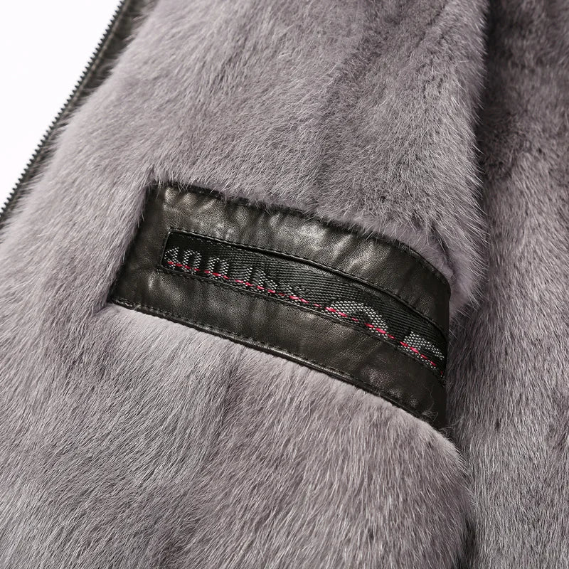 Leather Jacket Men Whole Mink Fur Parkas Men Mid Long Hooded Fur Casual Winter Coats for Male Tops