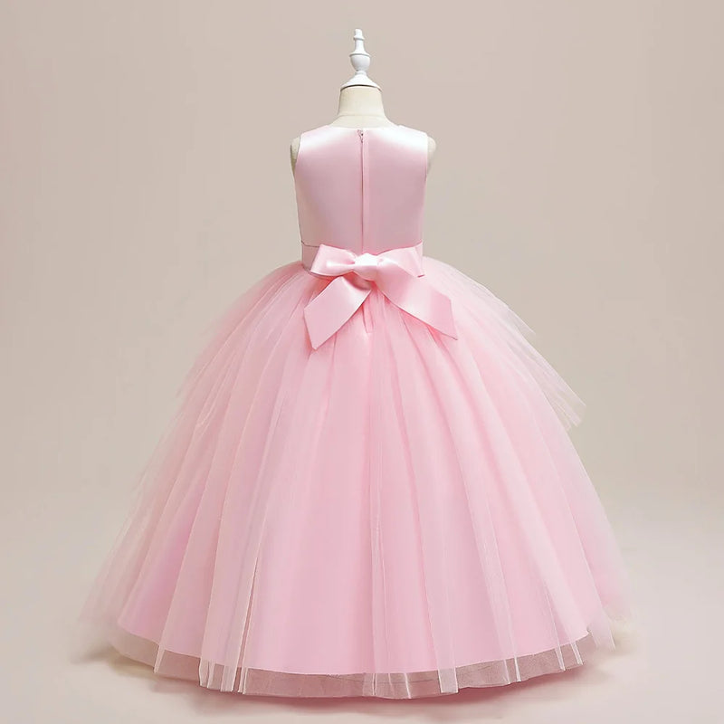 Summer Bridesmaid Dress For Girls Children Costume Pink Princess Dresses