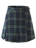 Women Preppy Style Plaid Printed Mini Skirt Sweet Waist Zipper Chic Pleated Skirts