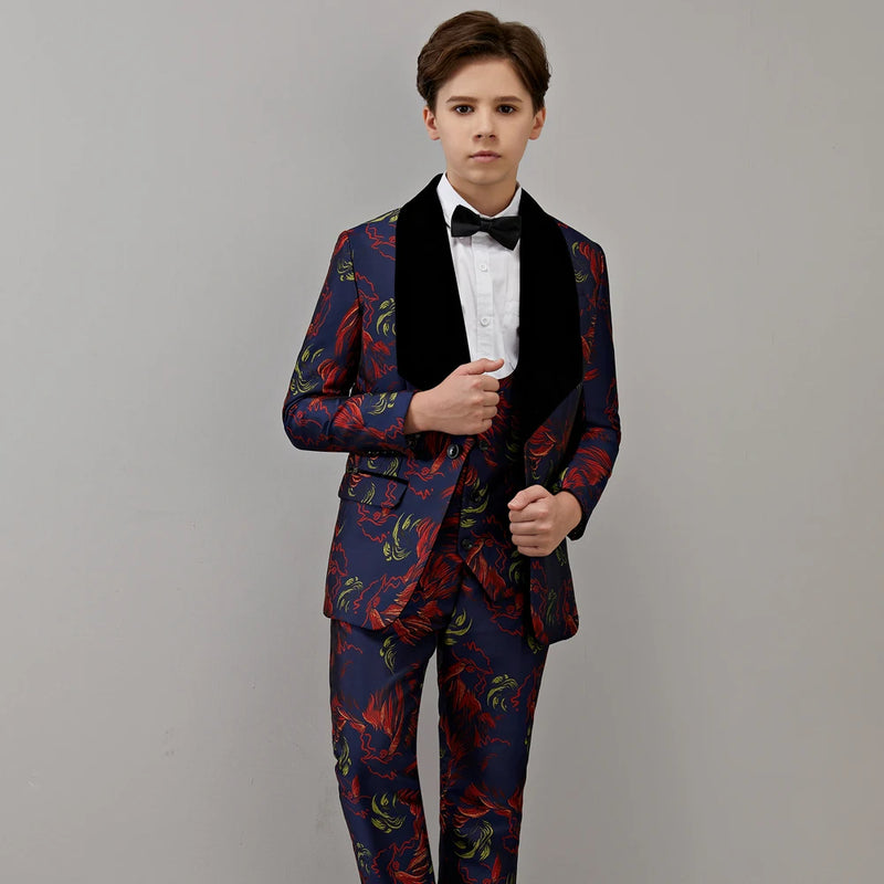 Formal Dress Suit Set Handsome Boy Wedding Blazer Vest Pants Bowtie Outfit