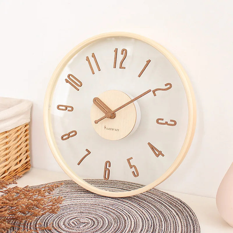 Simple clock wall clock Living room net red Modern cream transparent clock