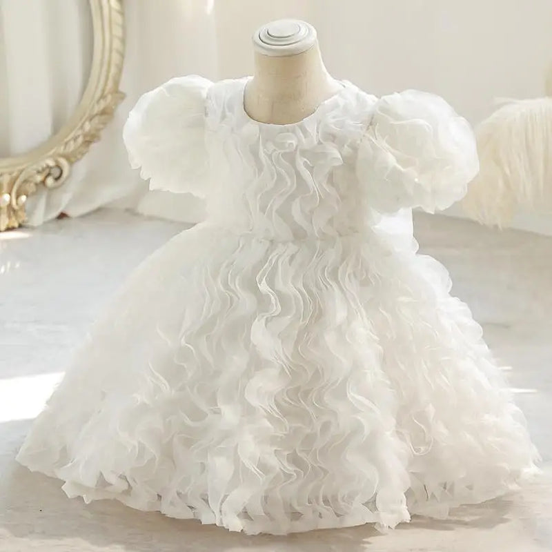 Princess Gown Bow Mesh Design Infant Birthday Baptism Easter Party Girls Dresses